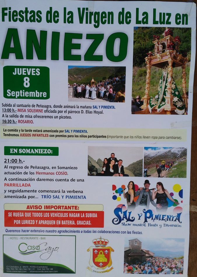 Fiestas de la Virgen de la Luz en Aniezo 2016