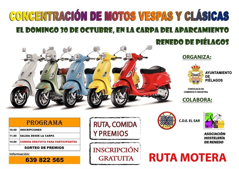 Concentración de motos Vespas y clásicas en Renedo