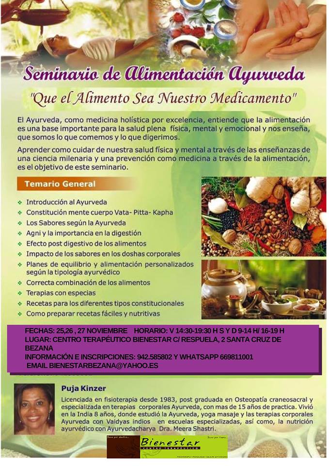 Seminario de alimentación Ayurveda en Bezana