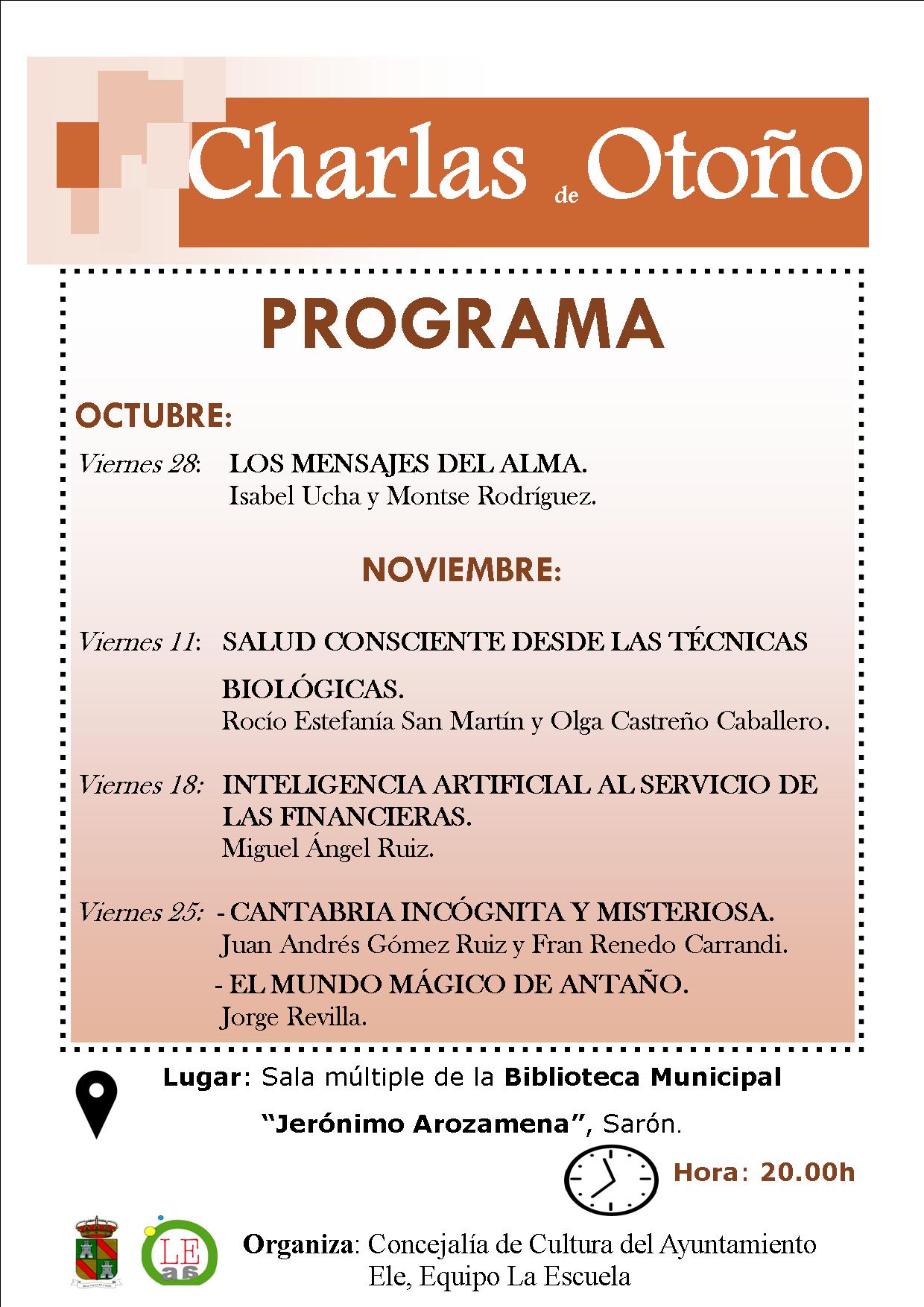 Charlas de Otoño en la Biblioteca de Sarón