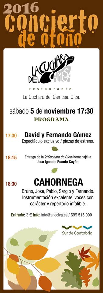 Fiesta de Otoño y concierto en La Cuchara Del Camesa en Olea
