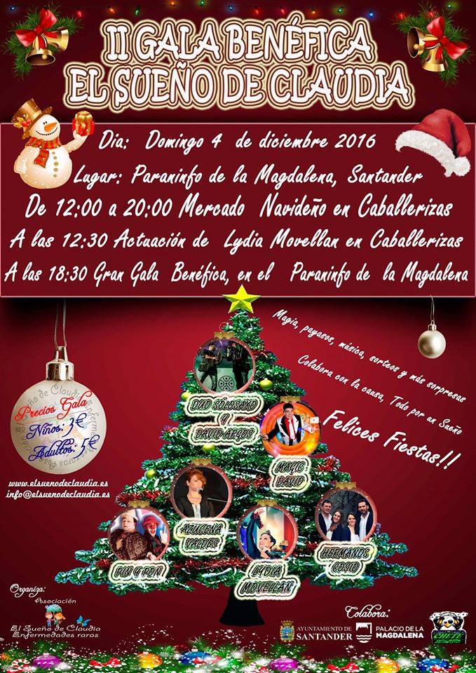 Gala benéfica El Sueño de Claudia,mercado y concierto en Santander