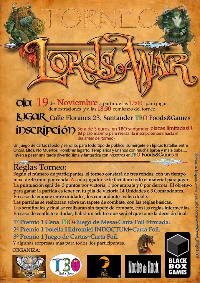 Torneo Lords of War en TBO de Santander