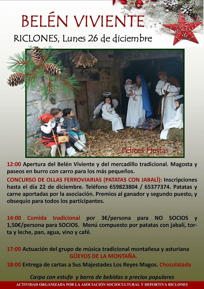 Belén viviente y actividades en Riclones 2016