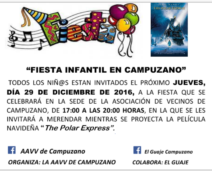 Fiesta infantil de Navidad en Campuzano 2016