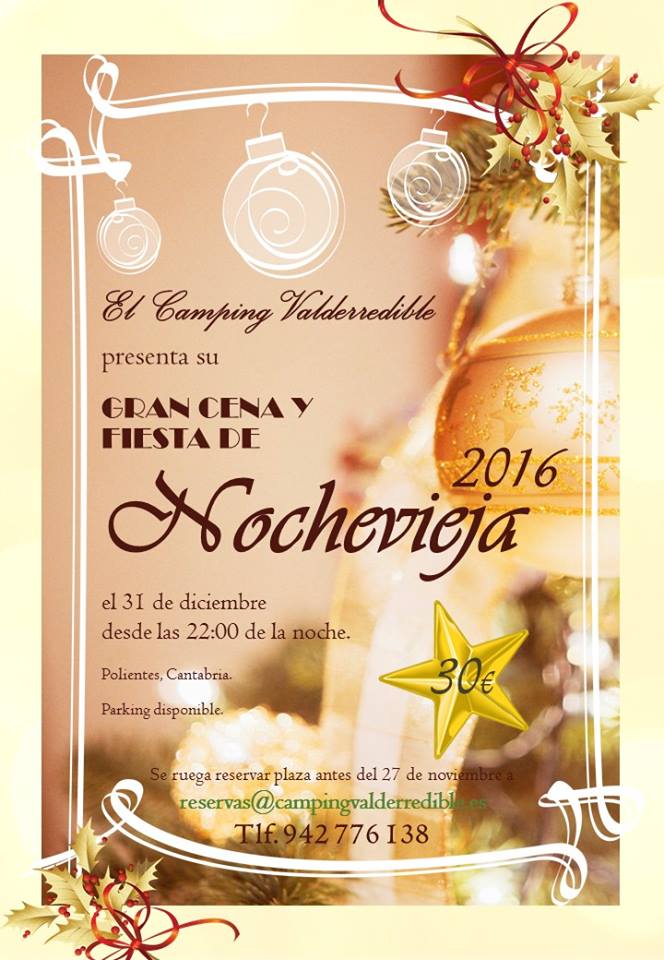 Gran cena y fiesta de Nochevieja en el Camping de Valderredible 2016
