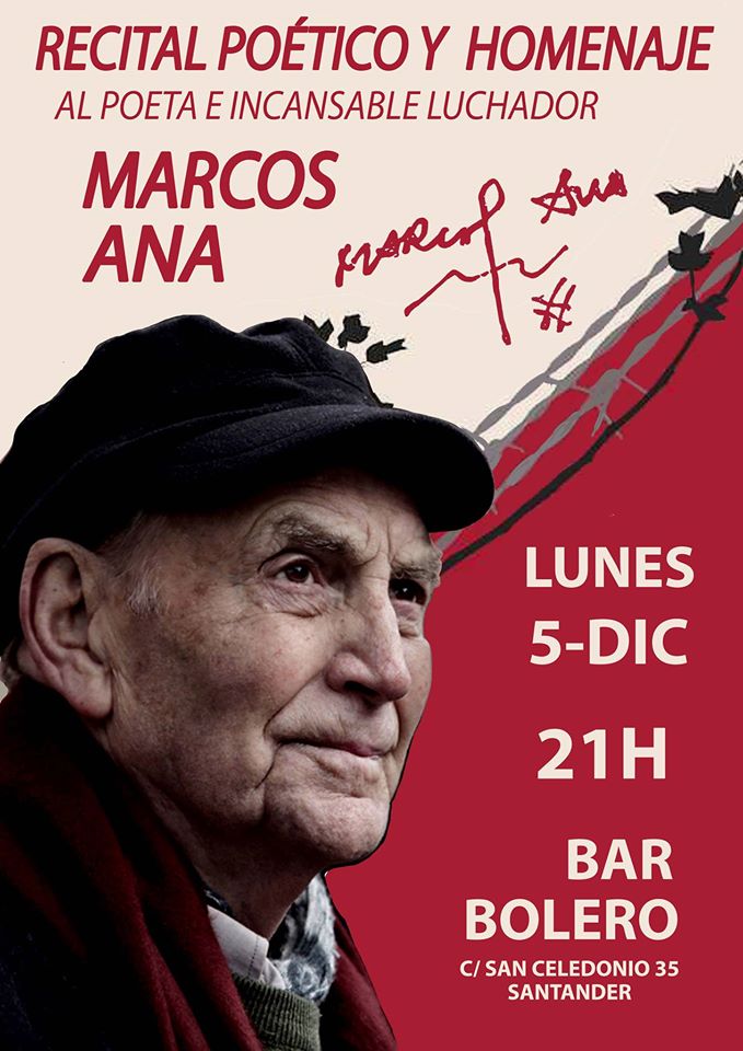 Recital Poético Y Homenaje a Marcos Ana en el bar Bolero de Santander