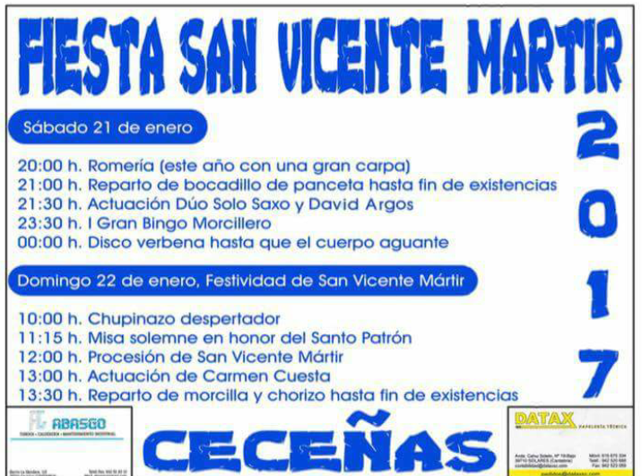 Fiestas de San Vicente Mártir en Ceceñas 2017