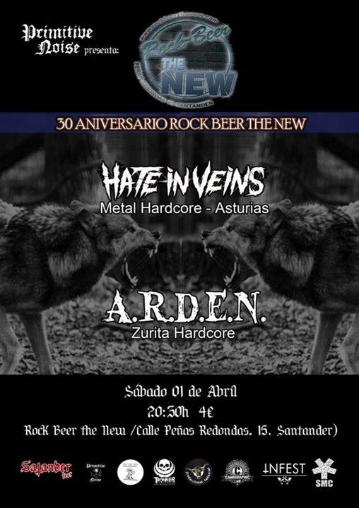 Concierto de Hate in Veins+Arden en el Rock Beer the New de Santander