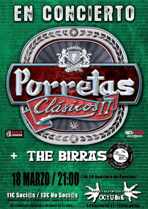 Concierto de Porretas y The Birras en A.C. Octubre de Torrelavega