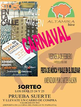 Fiesta de carnaval y Stock en la calle en el Bulebar Altamira de Torrelavega