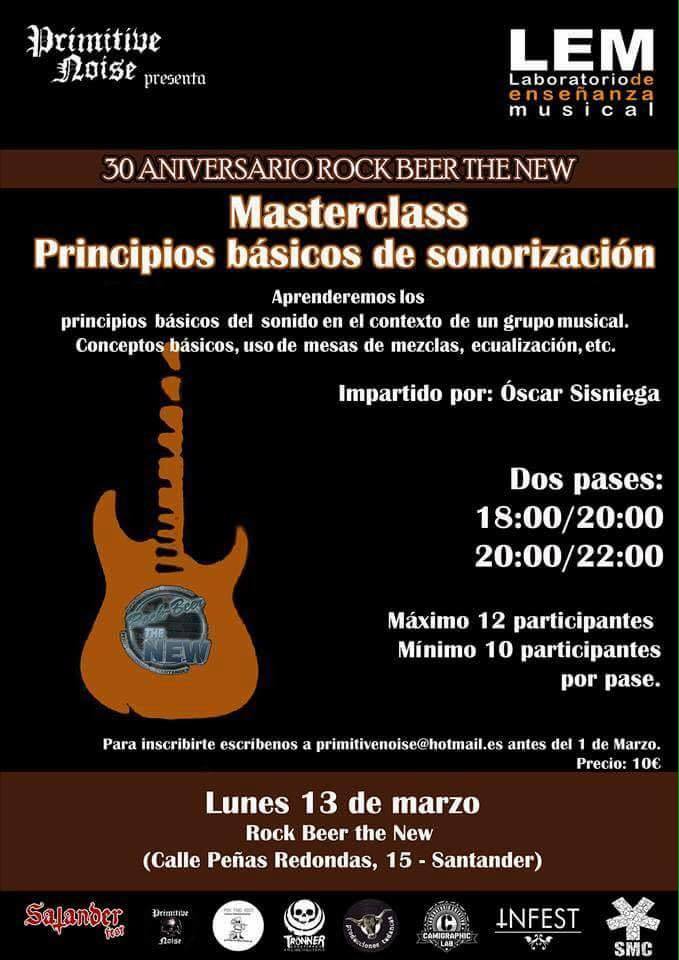 Masterclass principios basicos sonorizacion en el Rock Beer The New de Santander