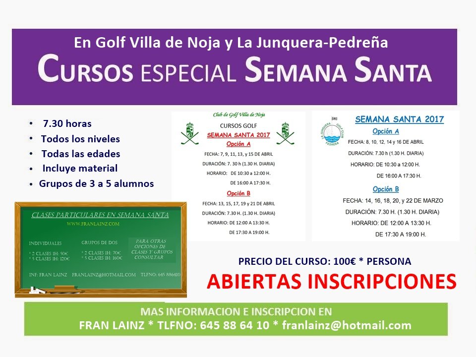 Cursos de Golf de Semana Santa en Noja y Pedreña