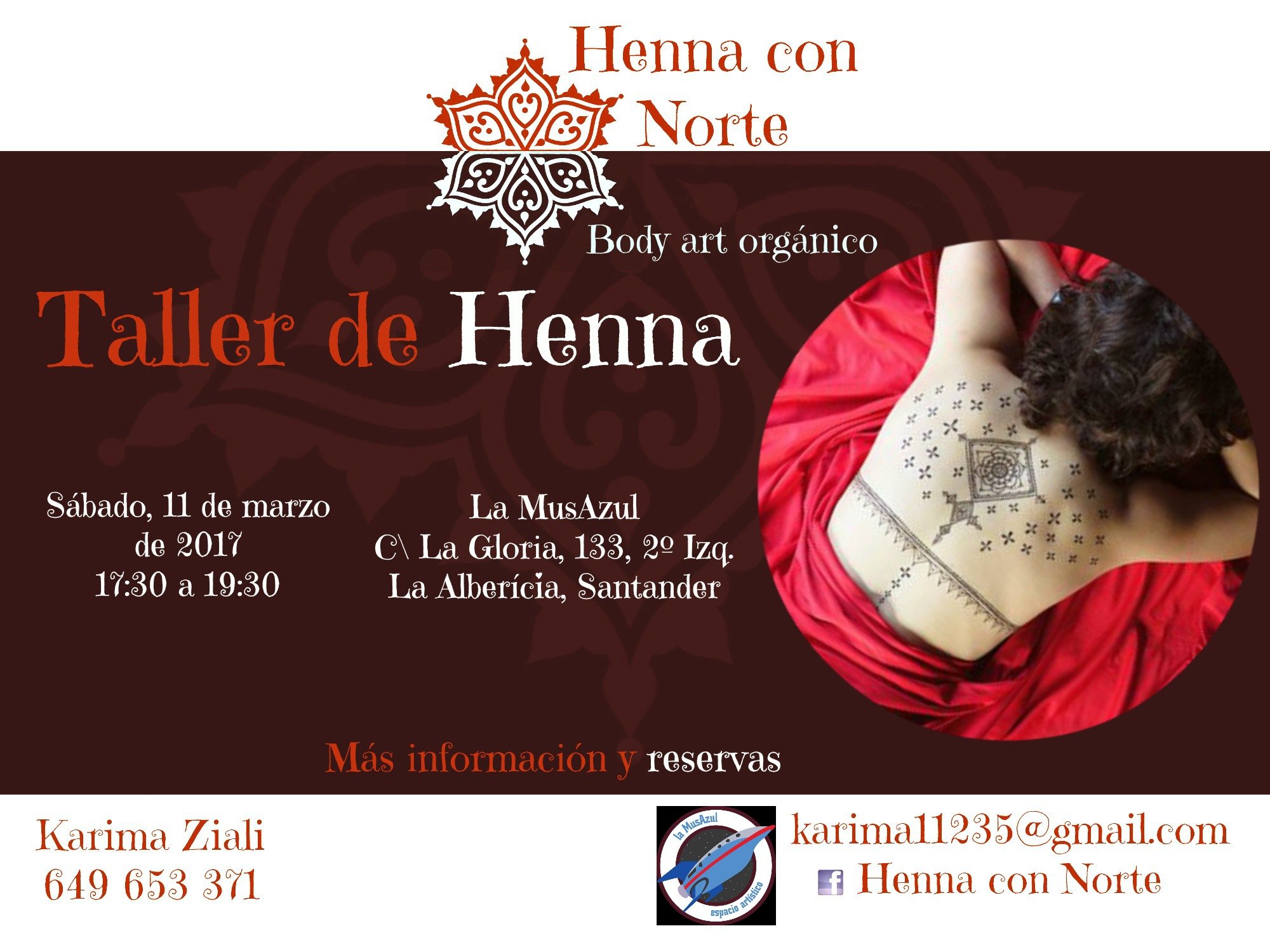 Taller de tatuajes de henna en La MusAzul de Santander