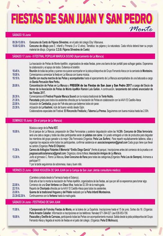 Fiestas de San Juan y San Pedro en Monte 2017