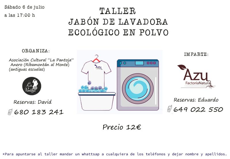 TALLER: Jabón de lavadora ecológico en polvo