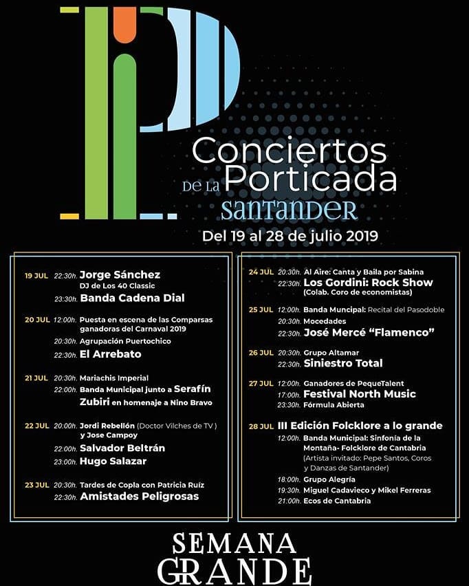 Conciertos de la Porticada en Santander 2019