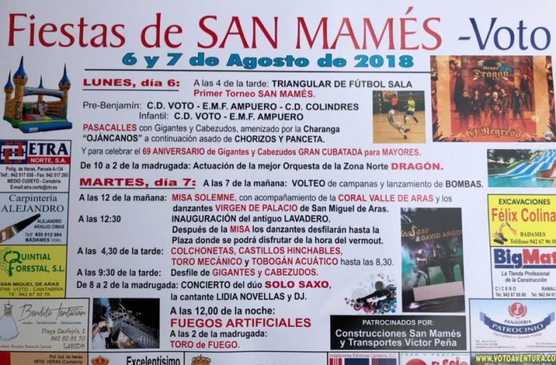 Actividades Fiestas de San Mamés 2019 en Voto