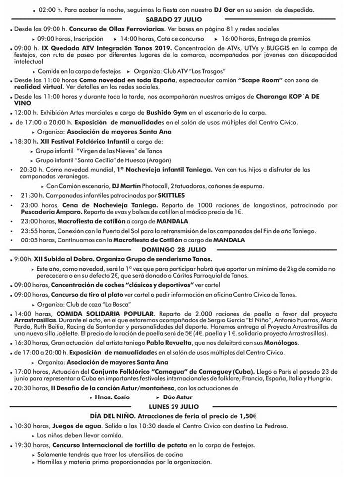 Fiestas de Santa Ana y las Nieves en Tanos 2019