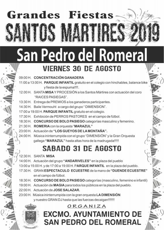 Fiestas De los Santos Mártires 2019 en San Pedro del Romeral