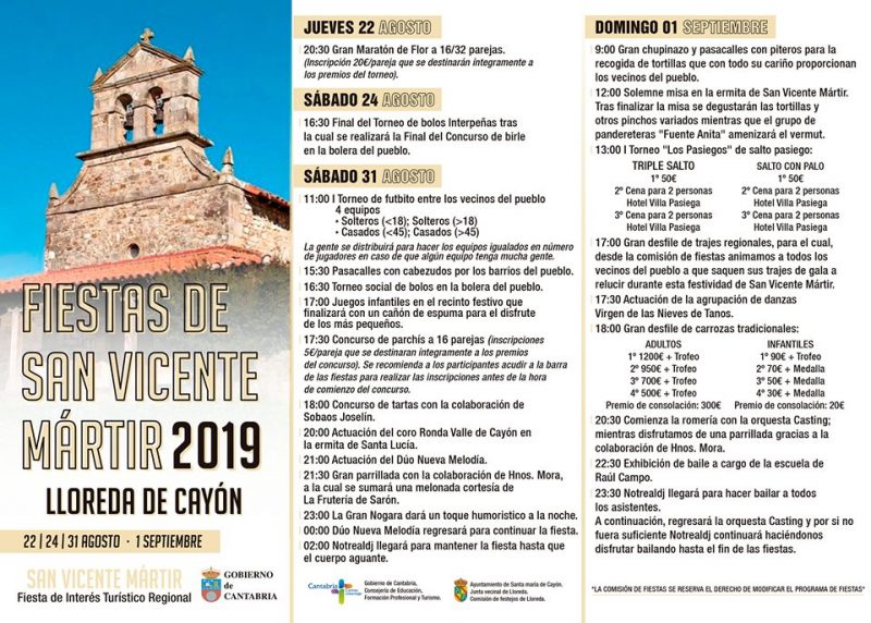 Fiestas de San Vicente Mártir en Lloreda de Cayón 2019