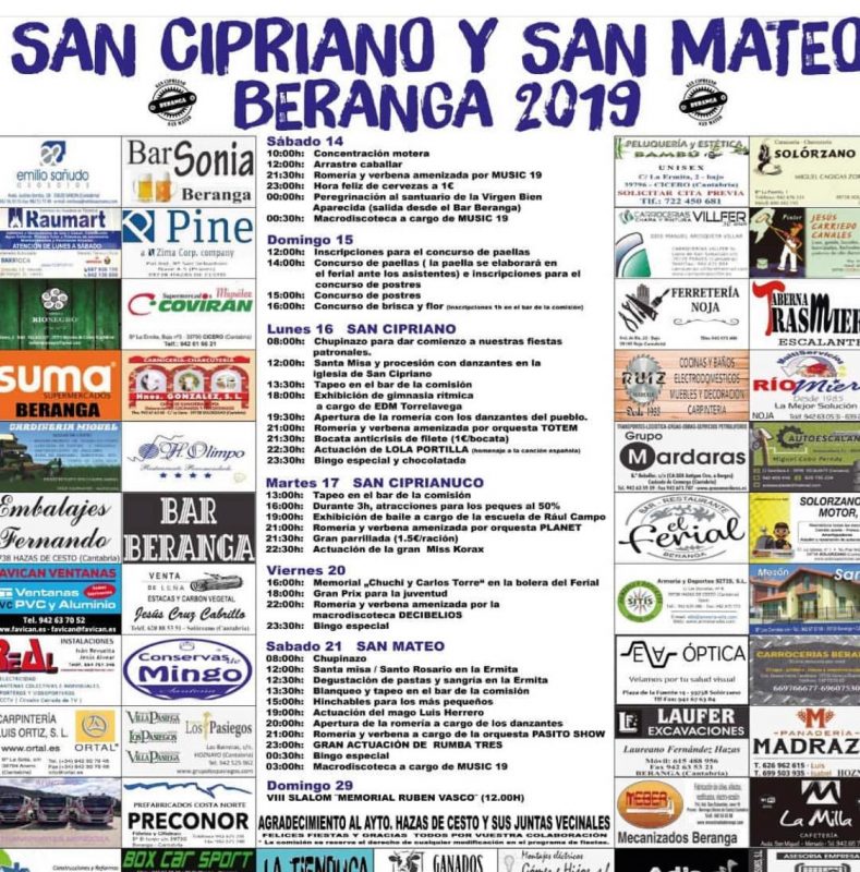 Fiestas de San Cipriano y San Mateo en Beranga 2019
