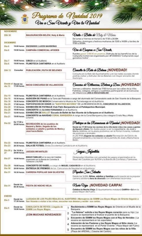 Actividades de Navidad 2019 en San Vicente de la Barquera