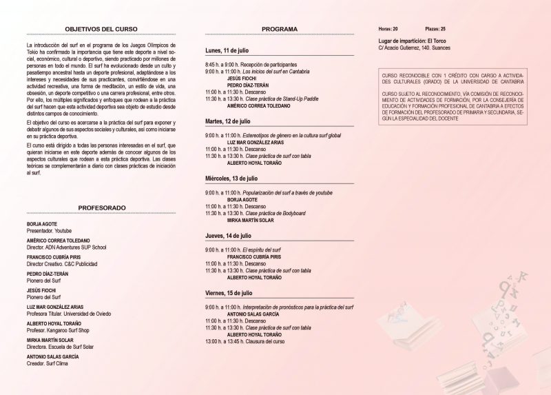 Curso de Verano «Iniciación práctica y cultural al Surf»