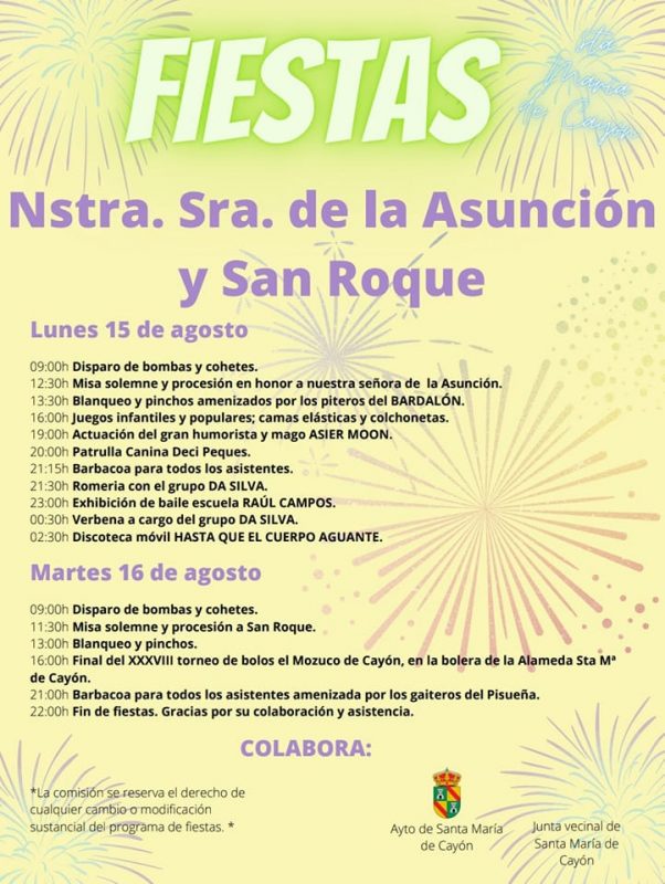 Fiestas de Nuestra Señora de la Asunción y San Roque 2022 – Cayón