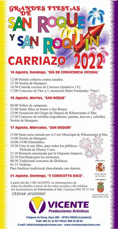 Grandes Fiestas de San Roque y San Roquin 2022 – Carriazo