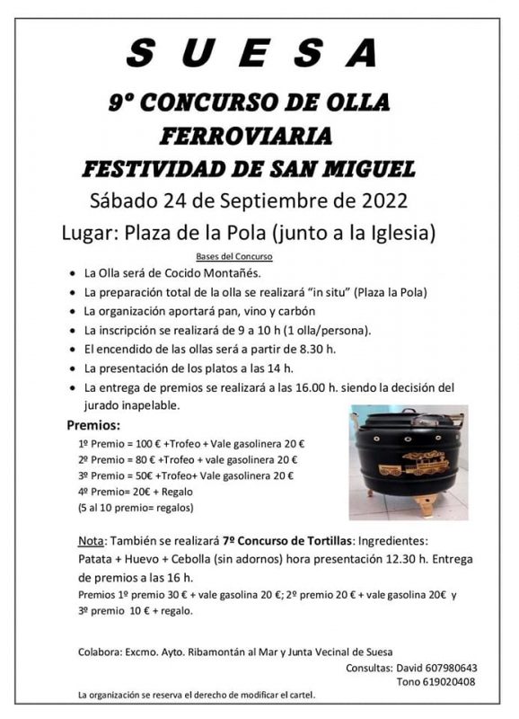 9o Concurso de Olla Ferroviaria – Festividad de San Miguel – Suesa
