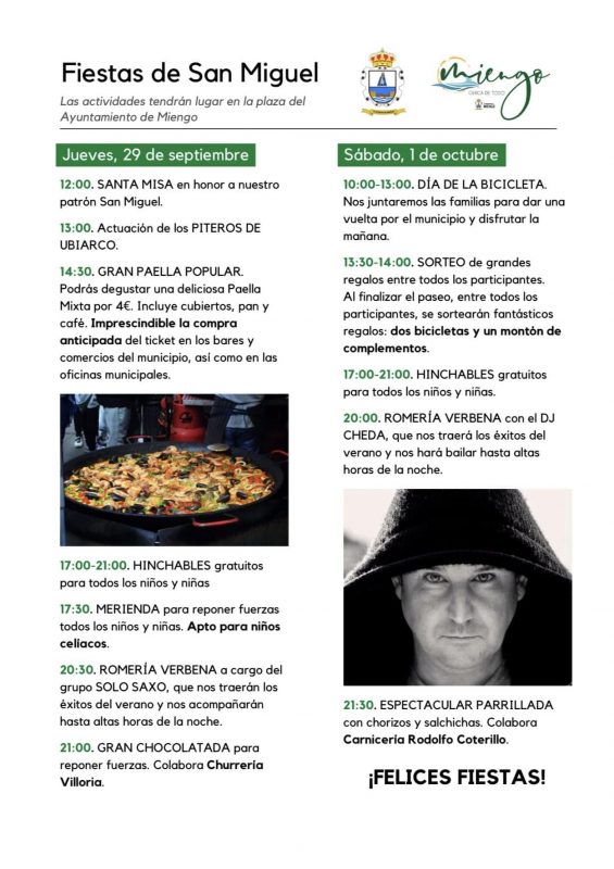 Fiestas de San Miguel 2022 - Miengo- Programa