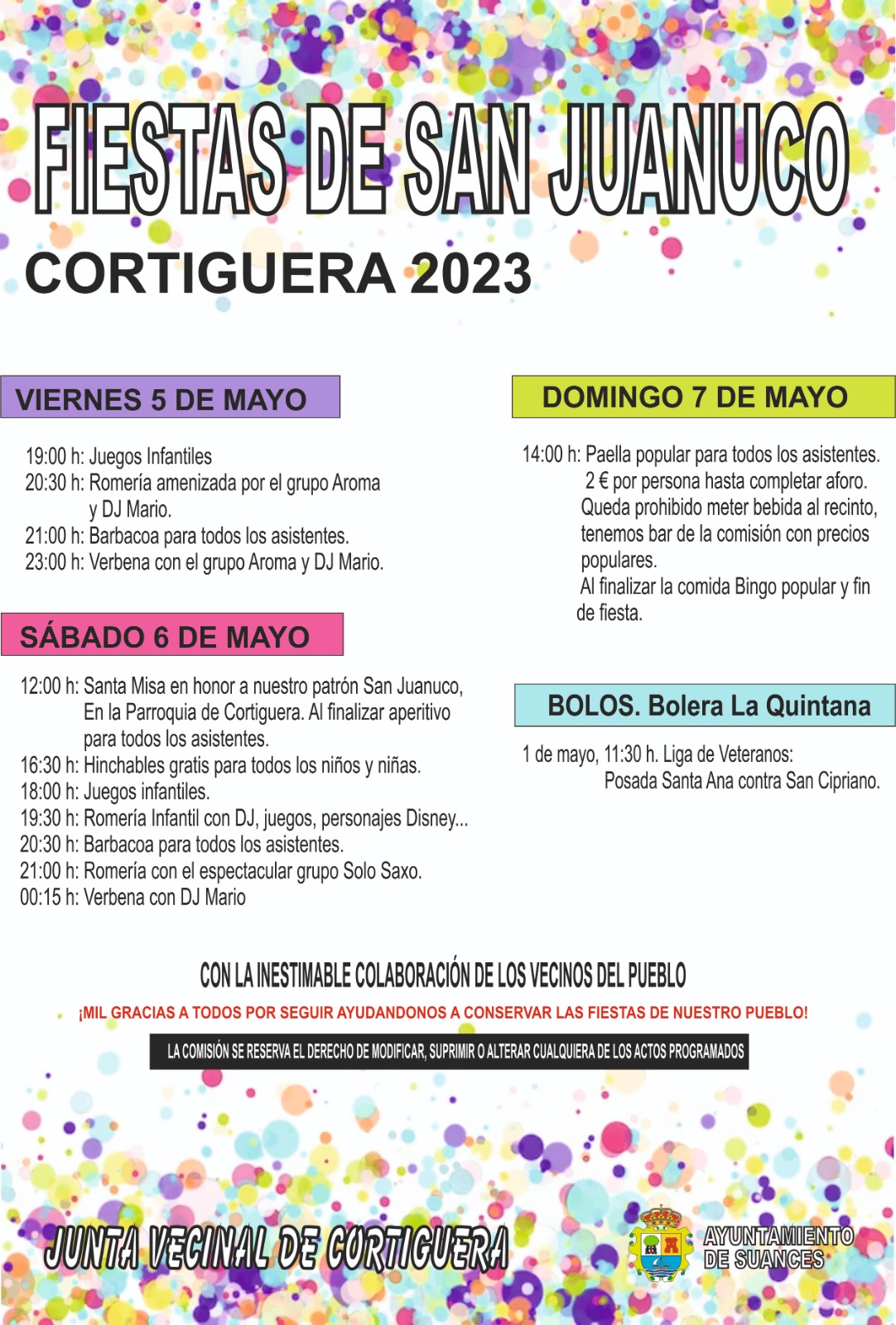 Fiestas de San Juanuco Cortiguera 2023