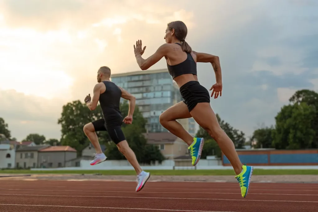 hombre y mujer corriendo