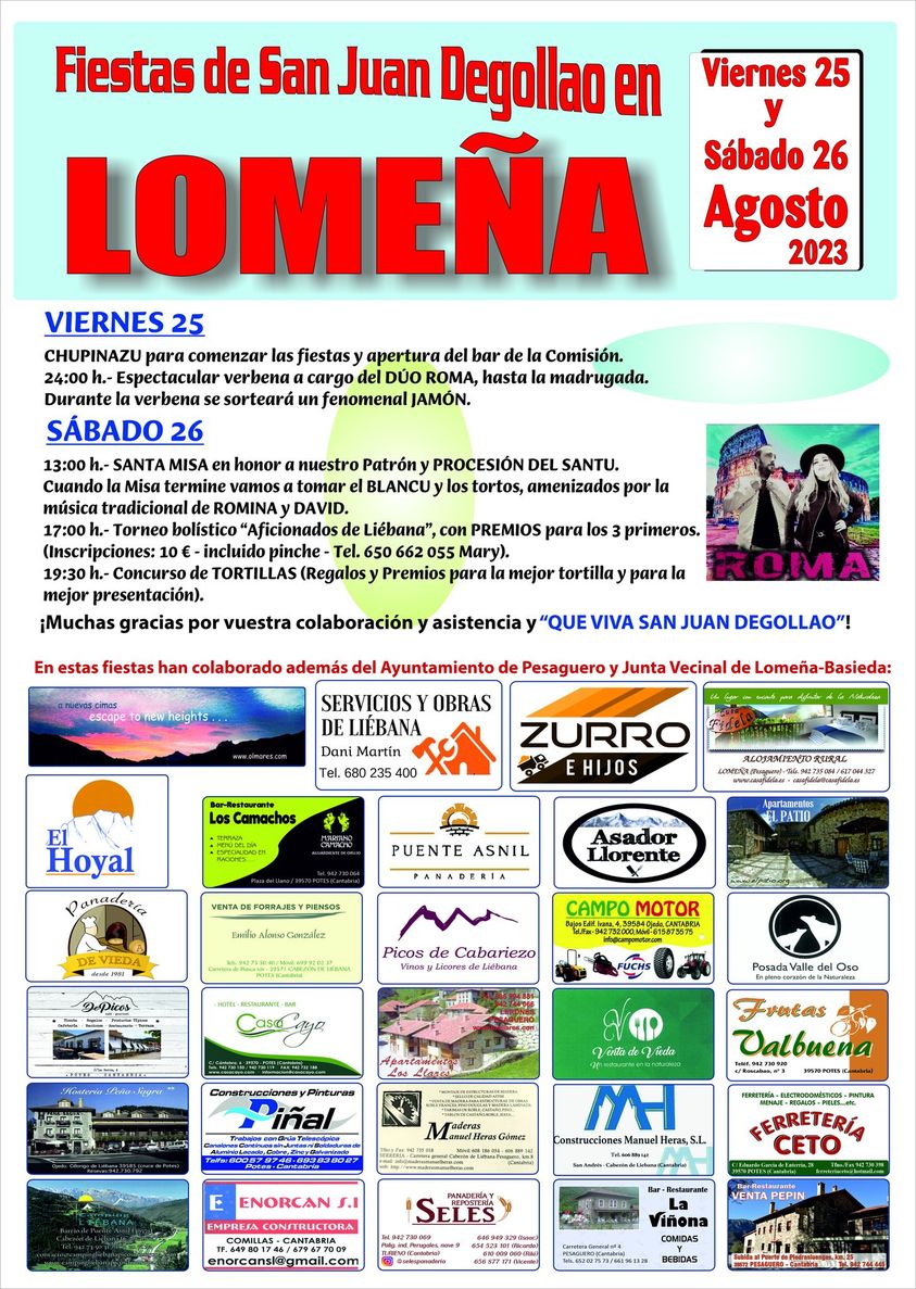 Fiestas de San Juan Degollao Lomeña 2023