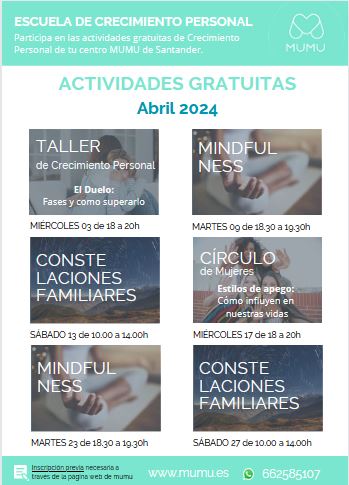 Actividades gratuitas de Abril – Centro Mumu