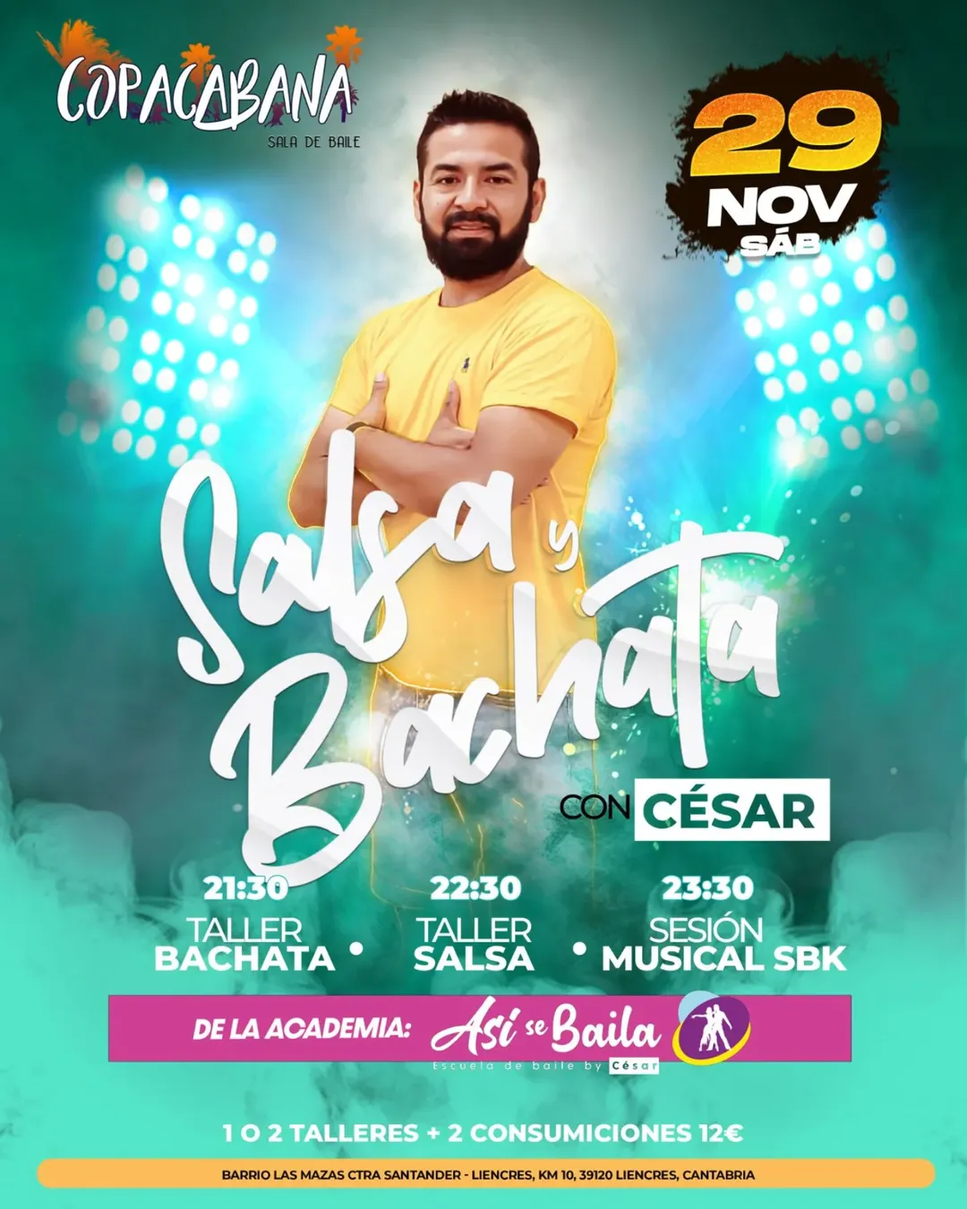 Talleres de Salsa y Bachata y social SBK 29 Noviembre